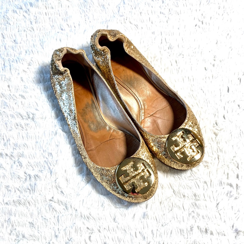 SOLD♥️Tory Burch Gold Glitter Flats